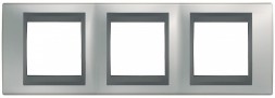 Рамка Schneider Electric Unica Top Хром матовый / Графит 3 поста MGU66.006.238