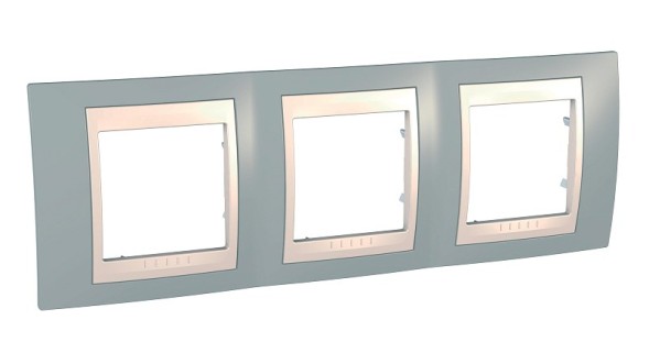 Рамка Schneider Electric Unica Хамелеон серый / Бежевый 3 поста MGU6.006.565