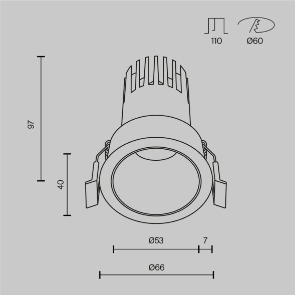 Встраиваемый светильник Technical DL116-10W-3K-B