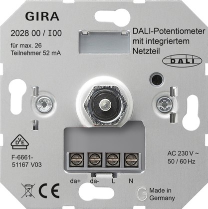 Потенциометр DALI Gira с интегрированным блоком питания 202800