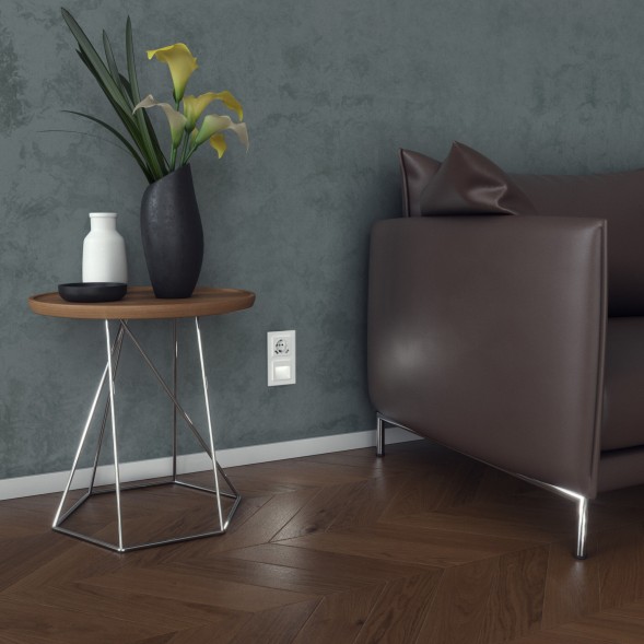 Розетка с заземлением, шторками и USBх2 (белая) Werkel W1171501