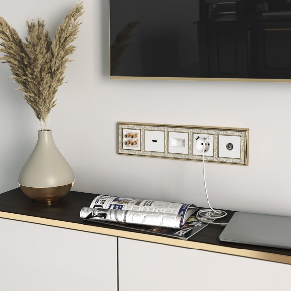 Розетка с заземлением, шторками и USBх2 (белая) Werkel W1171501