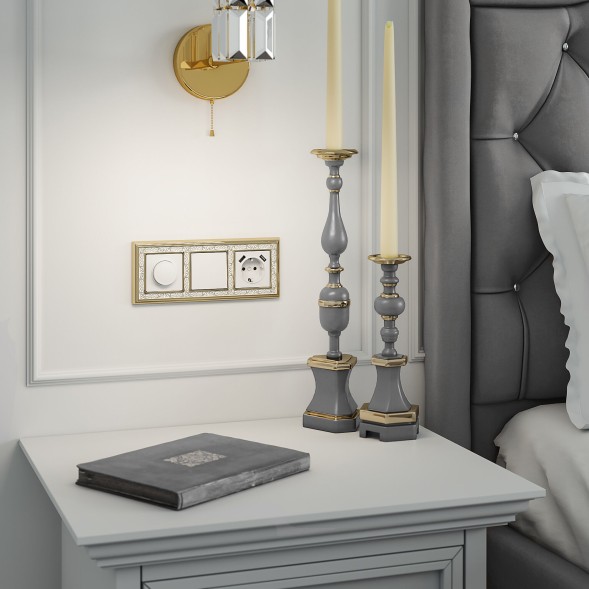 Розетка с заземлением, шторками и USBх2 (белая) Werkel W1171501