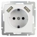 Розетка с заземлением, шторками и USBх2 (белая) Werkel W1171501