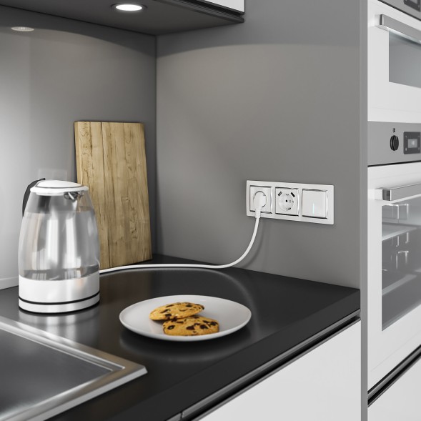 Розетка с заземлением, шторками и USBх2 (белая) Werkel W1171501