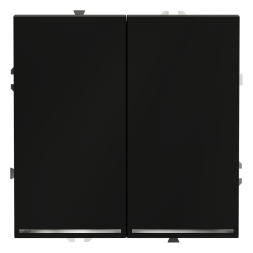 Выключатель встраиваемый VOLTUM S70 двухклавишный с подсветкой 10А, (черный матовый)