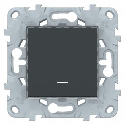 Выключатель Schneider Electric Unica Studio Антрацит 1-клавишный, с подсветкой, сх. 1А NU520154N