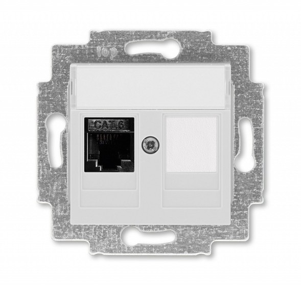 Розетка телефонная ABB Levit серый RJ45 категория 6 и заглушка 2CHH296117A6016 5014H-A61017 16W