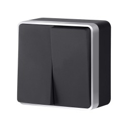 Выключатель двухклавишный Gallant черный с серебром W5020034 W5020034