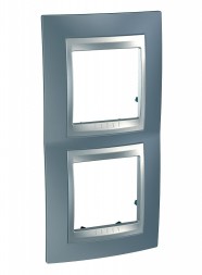 Рамка Schneider Electric Unica Top Грей / Алюминий 2 поста вертикальная MGU66.004V.097