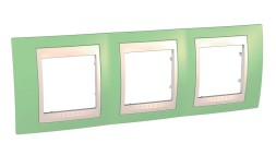 Рамка Schneider Electric Unica Хамелеон зеленое яблоко / Бежевый 3 поста MGU6.006.563