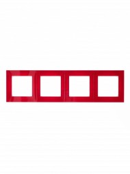 Рамка ABB Levit Красный / Дымчатый чёрный 4 поста 2CHH015040A6065 3901H-A05040 65W