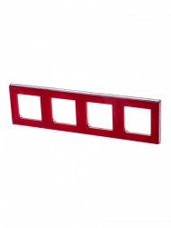 Рамка ABB Levit Красный / Дымчатый чёрный 4 поста 2CHH015040A6065 3901H-A05040 65W