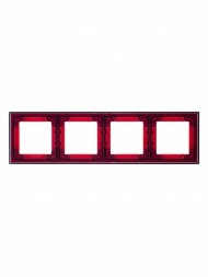 Рамка ABB Levit Красный / Дымчатый чёрный 4 поста 2CHH015040A6065 3901H-A05040 65W