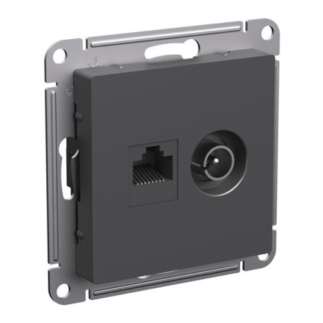 ATN001489 Atlasdesign РОЗЕТКА двойная ТВ + компьютерная RJ45, кат. 5Е, БАЗАЛЬТ Schneider Electric