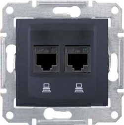 Компьютерная розетка Schneider Electric Sedna графит х2 SDN4400170