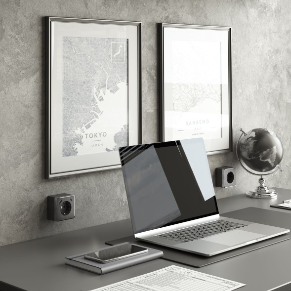 Розетка с заземлением, шторками и USB тип A+C Gallant графит рифленый Werkel W5071704