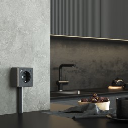 Розетка с заземлением, шторками и USB тип A+C Gallant графит рифленый W5071704