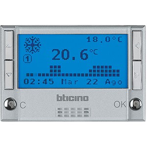 Электронный программируемый термостат Bticino Axolute Алюминий HC4451