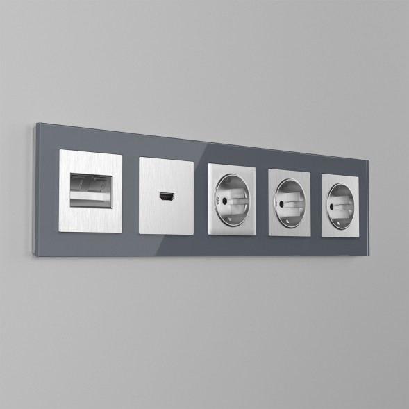 Накладка для розетки HDMI (серебряный рифленый) Werkel WL09-HDMI-CP