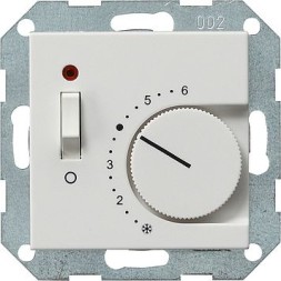 Терморегулятор Gira белый матовый с размыкающим контактом 24V/10 (4)A и контрольной лампой 039327