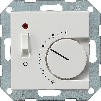 Терморегулятор Gira белый матовый с размыкающим контактом 24V/10 (4)A и контрольной лампой 039327