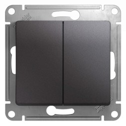 2-клавишный Переключатель,сх.6/2,10AX, механизм Schneider Electric Glossa Графит GSL001365