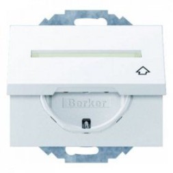 Штепсельная розетка Berker K.1 полярная белизна с блеском SCHUKO с откидной крышкой и полем для надписи 47487109