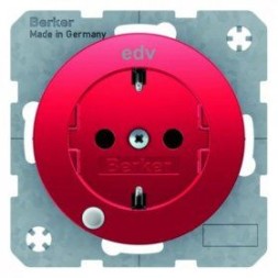 Штепсельная розетка Berker R.1 красная с блеском SCHUKO с контрольным LED 41102022