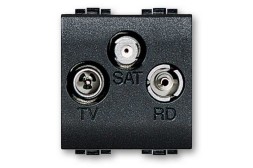 Тройная коаксиальная оконечная розетка для TV Bticino Living Now черная L4210D