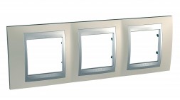 Рамка Schneider Electric Unica Top Опал / Алюминий 3 поста MGU66.006.095