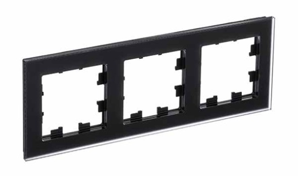 Рамка Schneider Electric Atlasdesign тройная Nature матовое черное стекло ATN331003