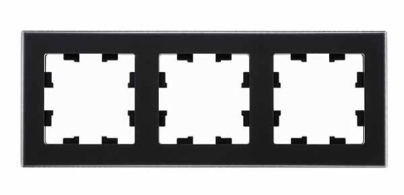 Рамка Schneider Electric Atlasdesign тройная Nature матовое черное стекло ATN331003