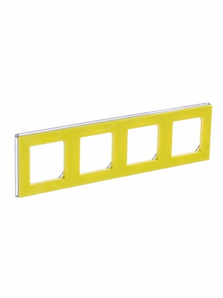 Рамка ABB Levit Жёлтый / Дымчатый чёрный 4 поста 2CHH015040A6064 3901H-A05040 64W