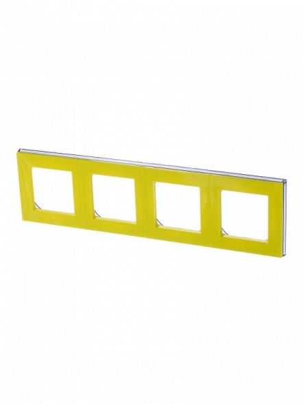 Рамка ABB Levit Жёлтый / Дымчатый чёрный 4 поста 2CHH015040A6064 3901H-A05040 64W