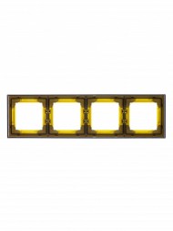 Рамка ABB Levit Жёлтый / Дымчатый чёрный 4 поста 2CHH015040A6064 3901H-A05040 64W
