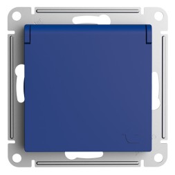 РОЗЕТКА с заземл. со шторк. с крышк., 16А, IP20, механизм, быстрозажим. клем., АКВАМАРИН Schneider Electric Art Gallery GAL001146S