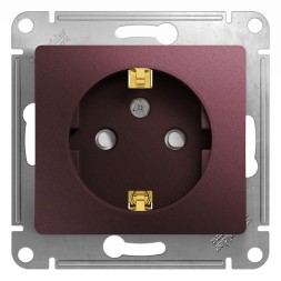 Розетка с заземлением со шторками, 16А, 250В, механизм Schneider Electric Glossa Баклажановый GSL001145