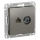 Розетка Schneider Electric Atlasdesign Сталь двойная ТВ + компьютерная RJ45, кат. 5Е ATN000989