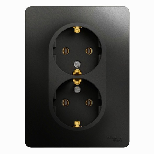 Розетка двойная с заземлением, 16А, в сборе Schneider Electric Glossa Антрацит GSL000724