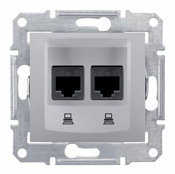 Компьютерная розетка Schneider Electric Sedna алюминий 2 поста SDN4400160
