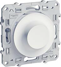 Светорегулятор (диммер) Schneider Electric Odace белый 9-100 Вт/ВА Odace, поворотно-нажимной, с возможностью управления с 2-х мест, лампы накаливания и галогенные 220В (R), лампы с индукционным (обмоточным) S52R518