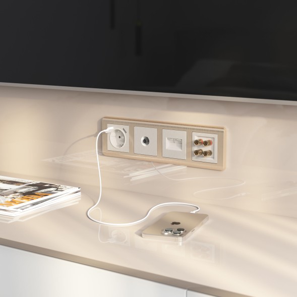 Акустическая розетка (перламутровый рифленый) Werkel WL13-AUDIOx4