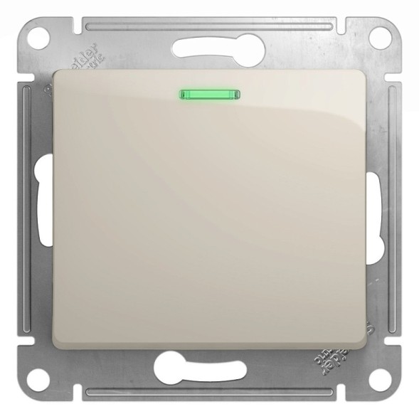 1-клавишный Переключатель с подсветкой,сх.6а,10AX, механизм Schneider Electric Glossa Молочный GSL000963