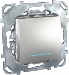 Одноклавишный перекрестный переключатель Schneider Electric Unica Class Top алюминий (сх.7) с подсветкой MGU5.205.30NZD
