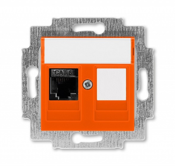 Розетка телефонная ABB Levit оранжевый RJ45 категория 6 и заглушка 2CHH296117A6066 5014H-A61017 66W