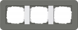 Рамка Gira E3 Темно-серый / Белый с белой подложкой 3 поста 0213413
