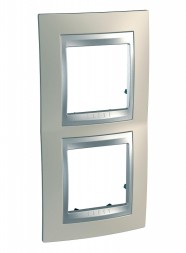 Рамка Schneider Electric Unica Top Опал / Алюминий 2 поста вертикальная MGU66.004V.095