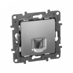 Телефонная розетка RJ11 Legrand Etika алюминий 672440