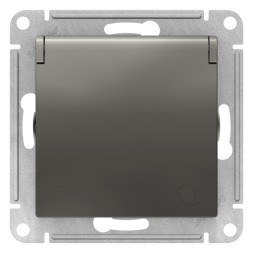 РОЗЕТКА с заземл. со шторк. с крышк., 16А, IP20, механизм, быстрозажим. клем., СТАЛЬ Schneider Electric Art Gallery GAL000946S